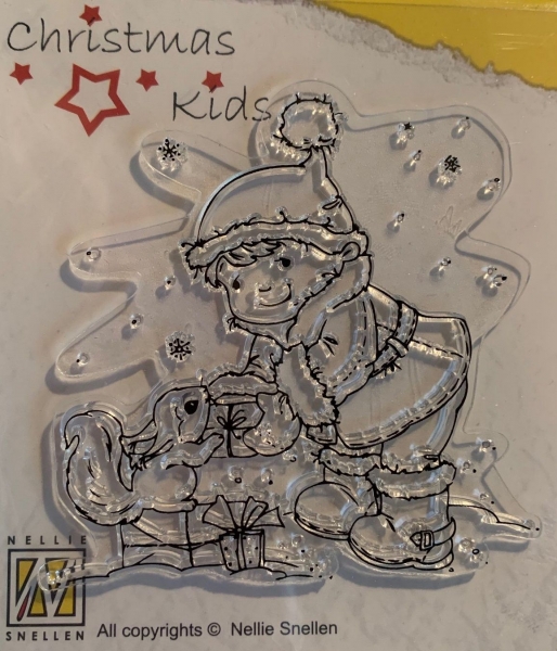 Clear Stamp Christmas Kids, Kind mit Eichhörnchen